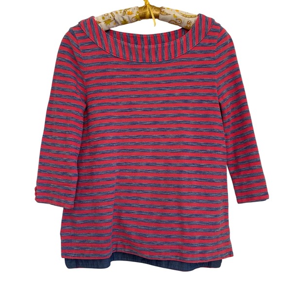 Talbots Tops - Talbots 3/4 Sleeve Nautical Boatneck Blouse Womens Sz M Petite Striped Tunic Top
